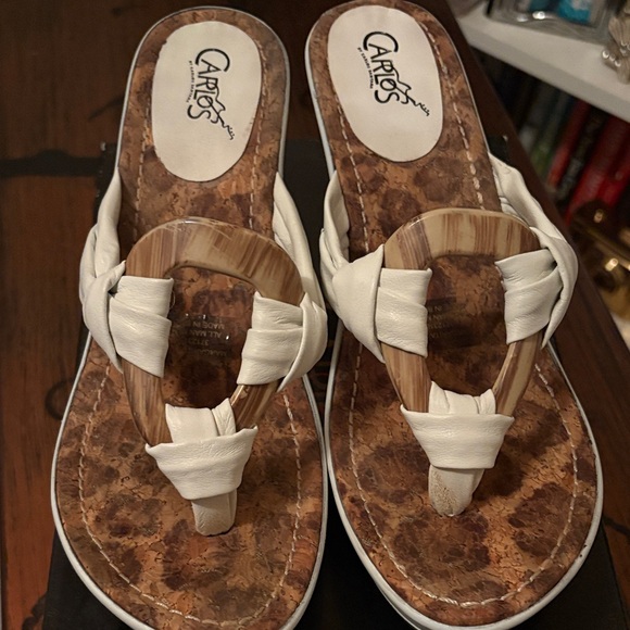 Carlos Santana Shoes - Carlos Santana White and Brown Sandals